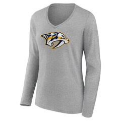 Nashville Predators Women's Primary Logo Team Long Sleeve V-Neck T-Shirt Discount