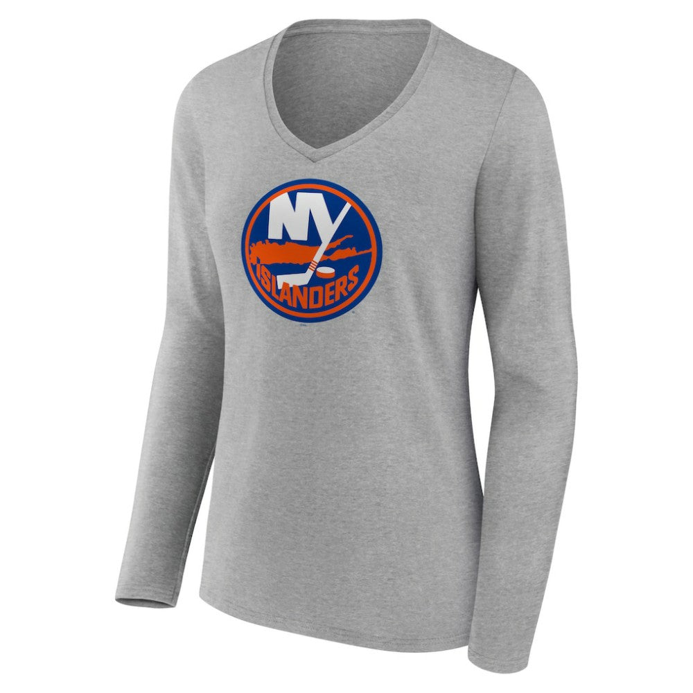 New York Islanders Women's Primary Logo Team Long Sleeve V-Neck T-Shirt Sale