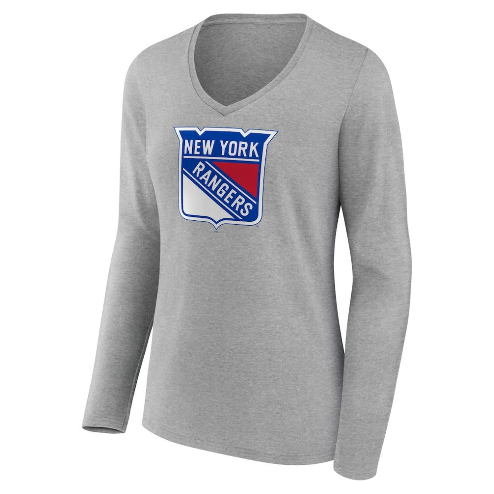 New York Rangers Women's Primary Logo Team Long Sleeve V-Neck T-Shirt Outlet