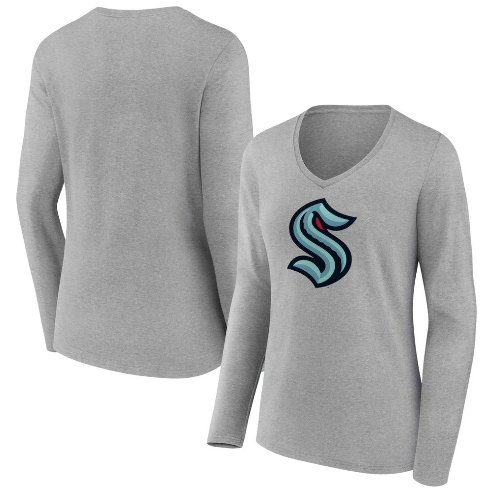 Seattle Kraken Women's Primary Logo Team Long Sleeve V-Neck T-Shirt Sale