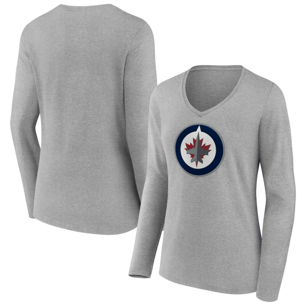 Winnipeg Jets Women's Primary Logo Team Long Sleeve V-Neck T-Shirt For Sale