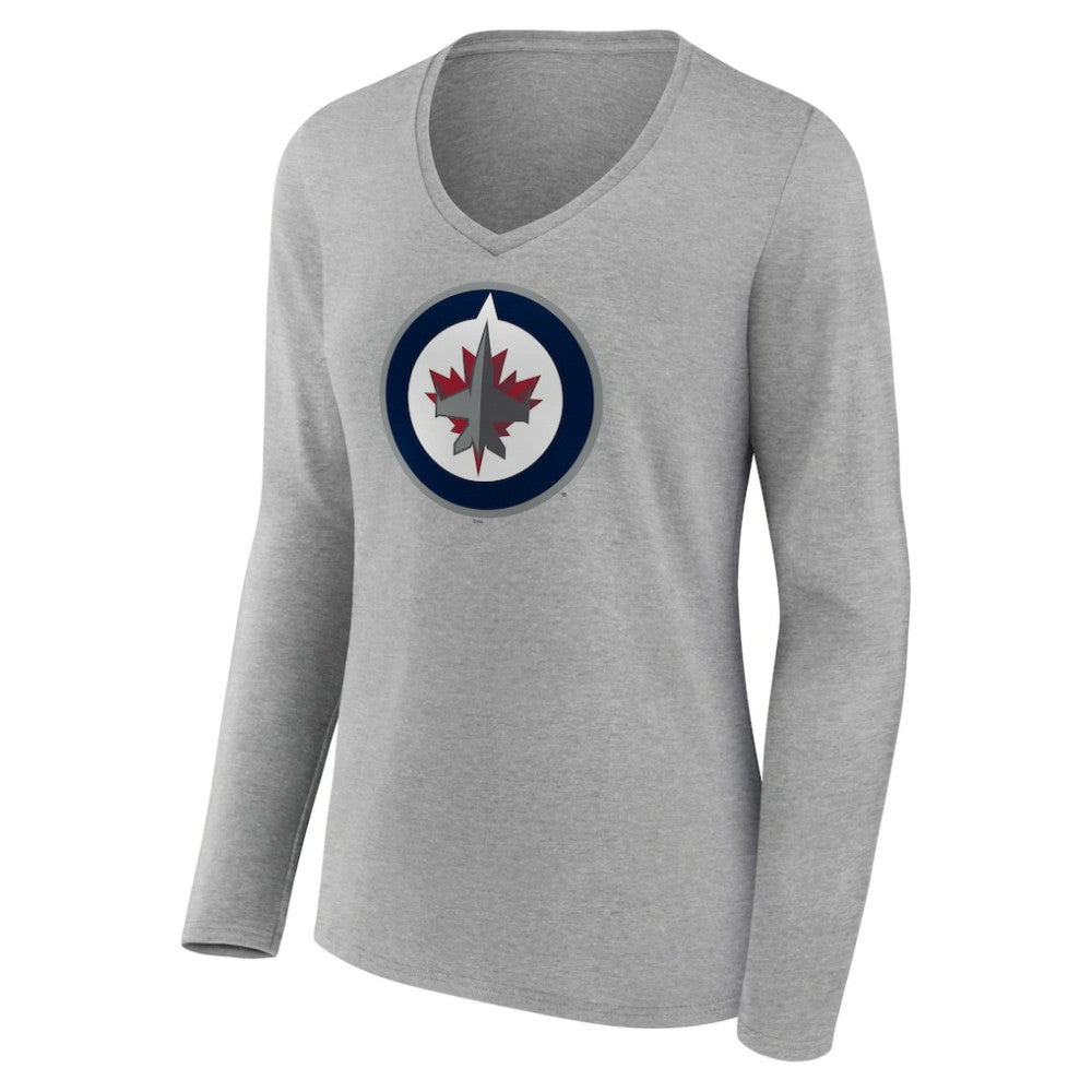 Winnipeg Jets Women's Primary Logo Team Long Sleeve V-Neck T-Shirt For Sale