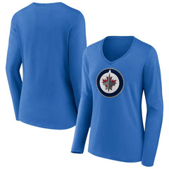 Winnipeg Jets Women's Primary Team Logo Long Sleeve V-Neck T-Shirt Outlet