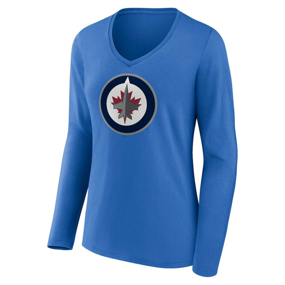 Winnipeg Jets Women's Primary Team Logo Long Sleeve V-Neck T-Shirt Outlet