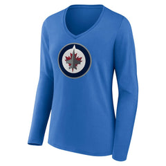 Winnipeg Jets Women's Primary Team Logo Long Sleeve V-Neck T-Shirt Outlet