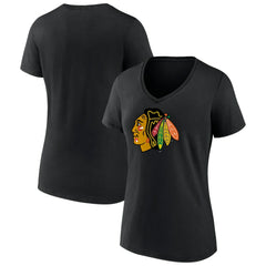 Chicago Blackhawks Women's Team Primary Logo V-Neck T-Shirt For Sale
