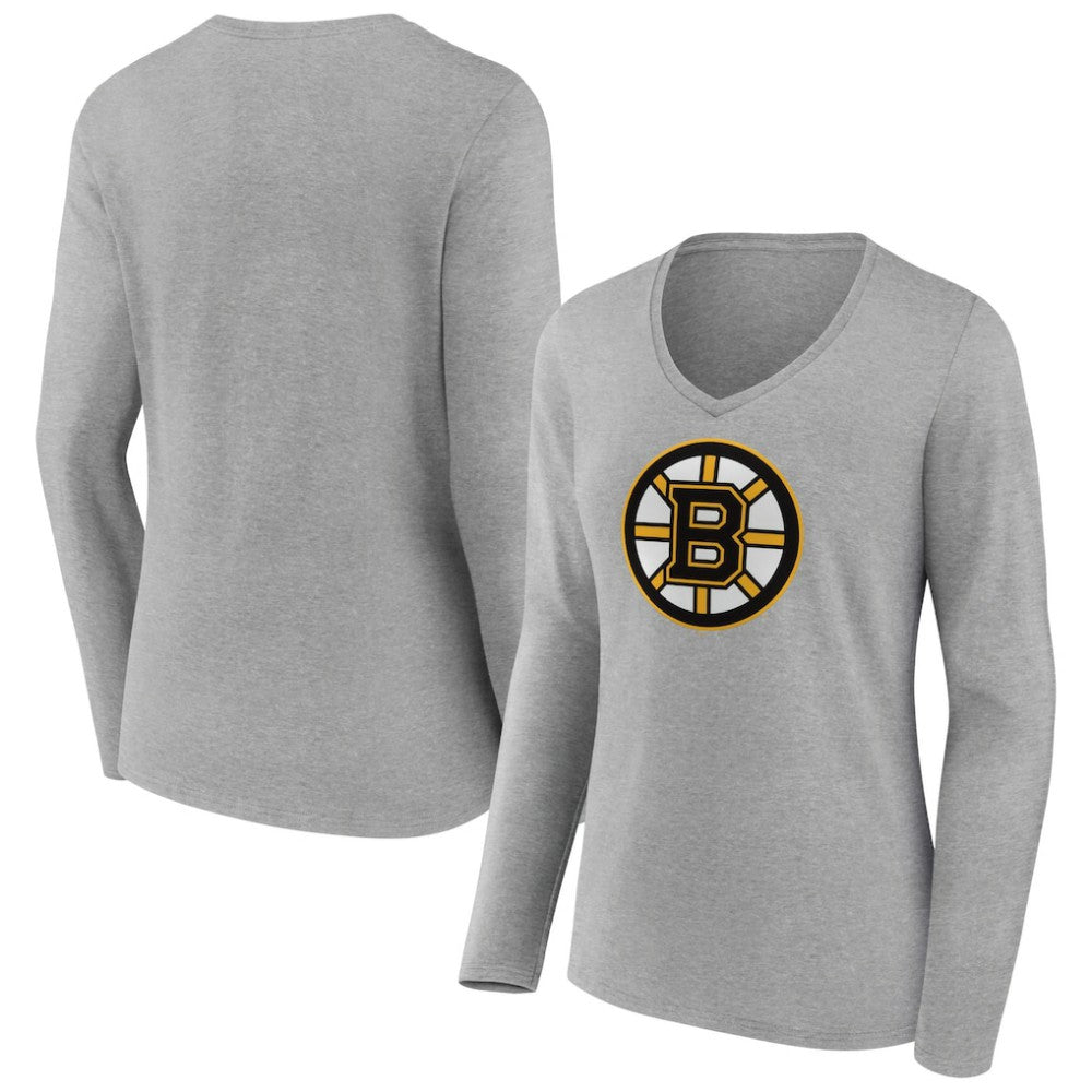 Boston Bruins Women's Primary Logo Team Long Sleeve V-Neck T-Shirt Discount