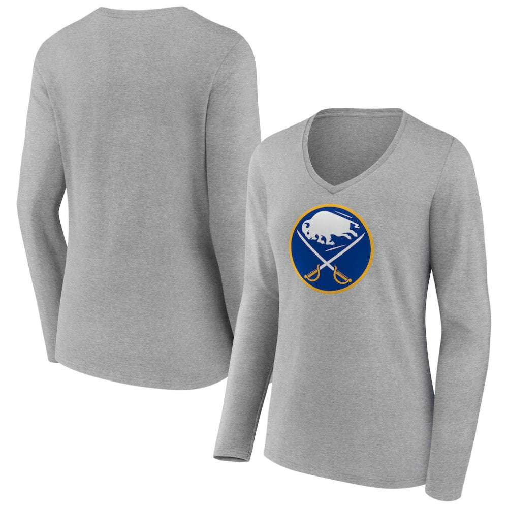 Buffalo Sabres Women's Primary Logo Team Long Sleeve V-Neck T-Shirt Discount