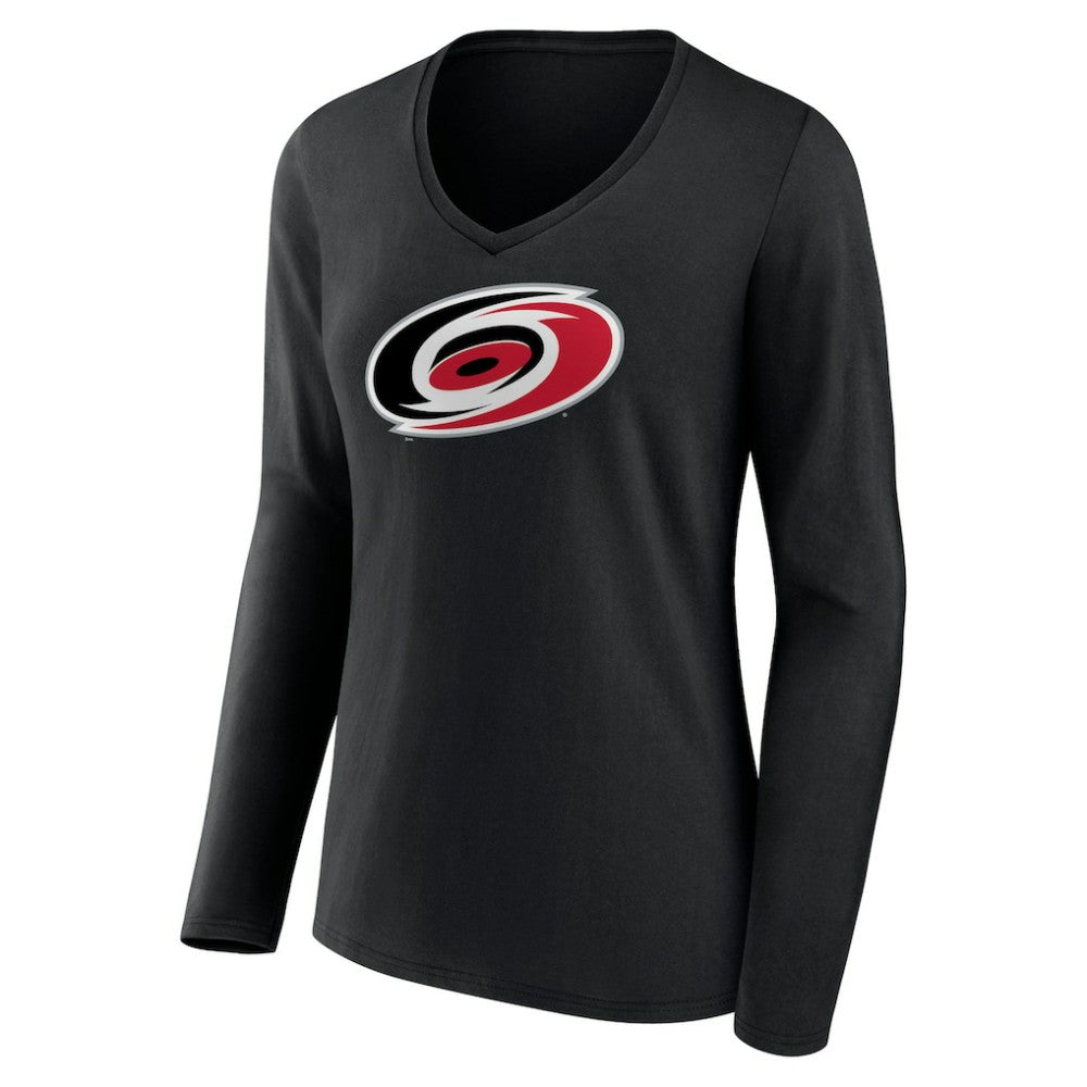 Carolina Hurricanes Women's Primary Team Logo Long Sleeve V-Neck T-Shirt Outlet