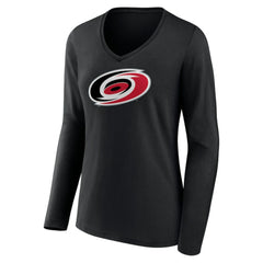 Carolina Hurricanes Women's Primary Team Logo Long Sleeve V-Neck T-Shirt Outlet
