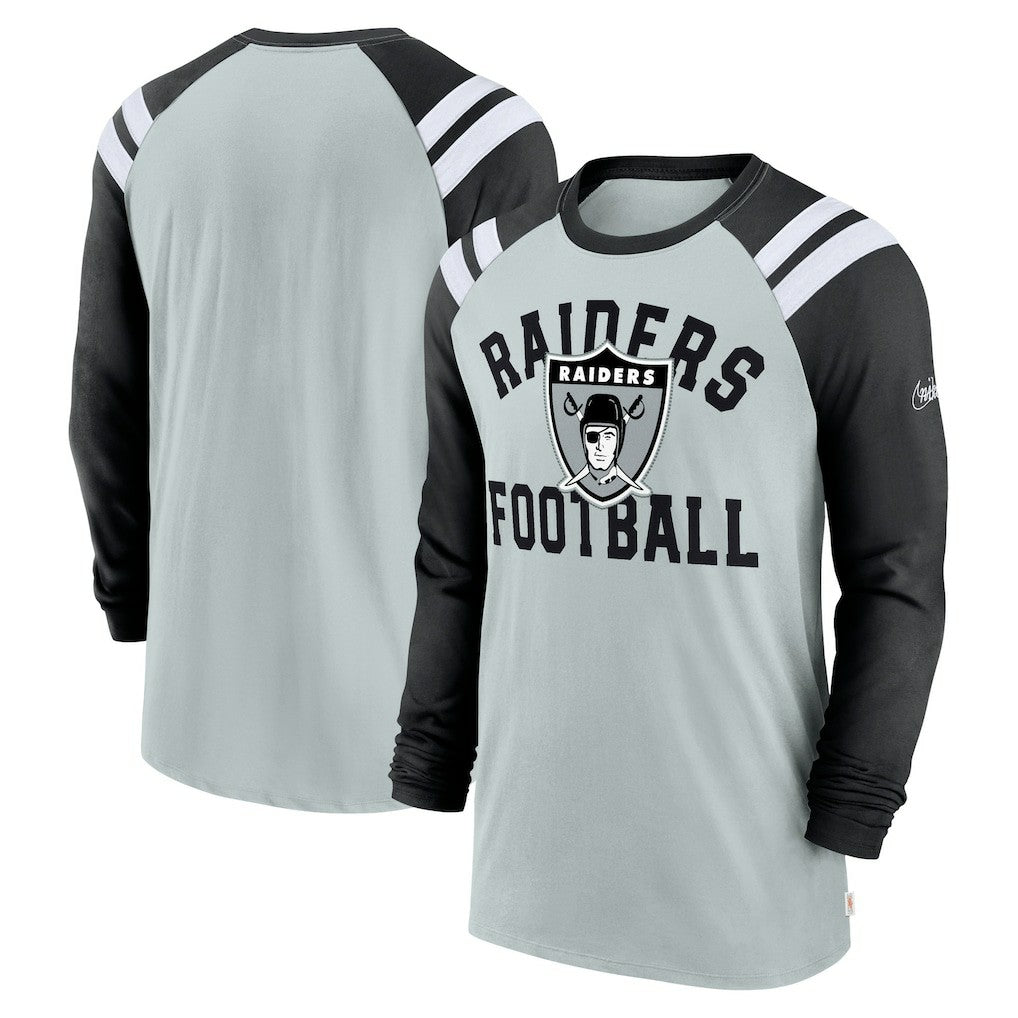 Las Vegas Raiders Nike Classic Arc Raglan Tri-Blend Long Sleeve T-Shirt