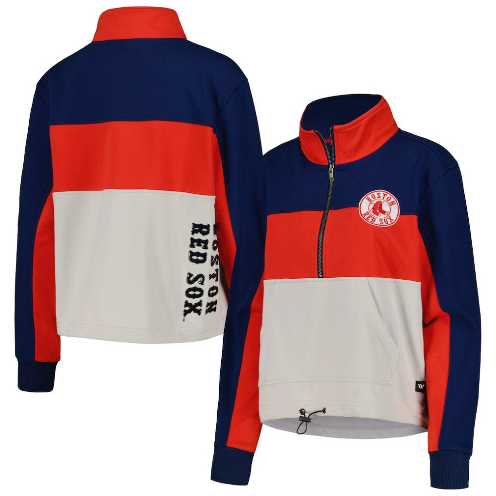 Boston Red Sox The Wild Collective Women's Color Block Half-Zip Jacket | MLB Outlet