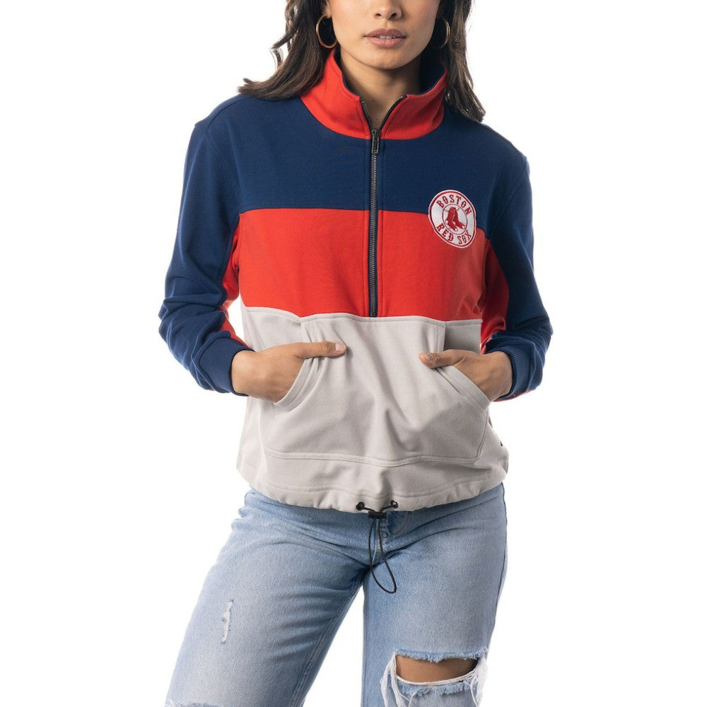 Boston Red Sox The Wild Collective Women's Color Block Half-Zip Jacket | MLB Outlet