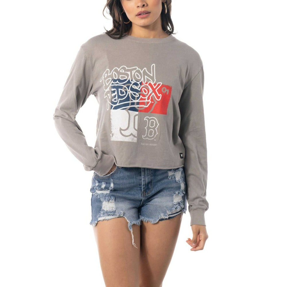 Boston Red Sox The Wild Collective Women's Cropped Long Sleeve T-Shirt | MLB Discount