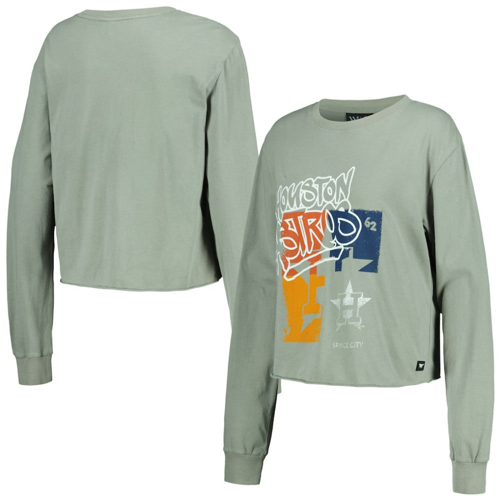 Houston Astros The Wild Collective Women's Cropped Long Sleeve T-Shirt | MLB Sale
