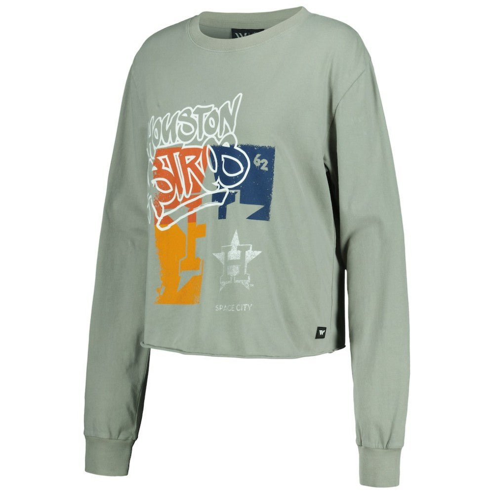 Houston Astros The Wild Collective Women's Cropped Long Sleeve T-Shirt | MLB Sale