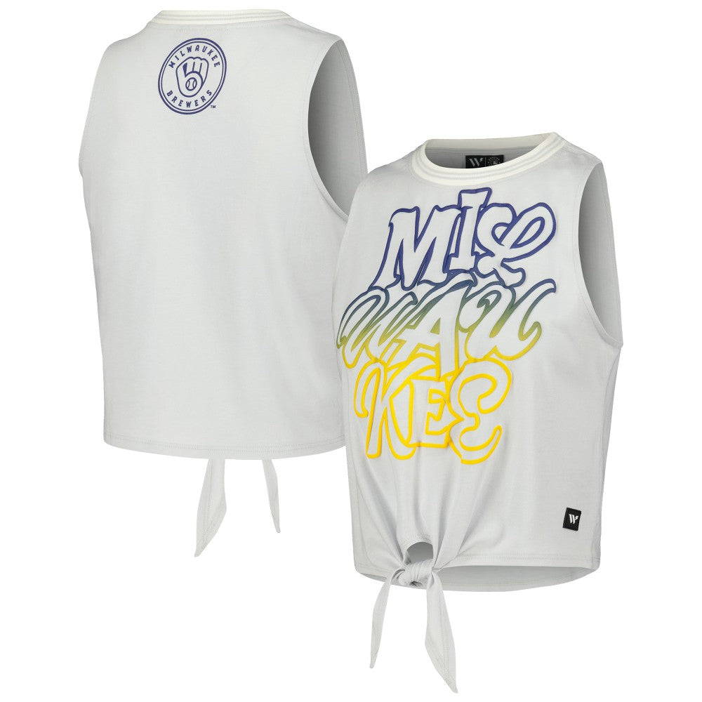 Milwaukee Brewers The Wild Collective Women's Twisted Tie Front Tank Top | MLB Shop