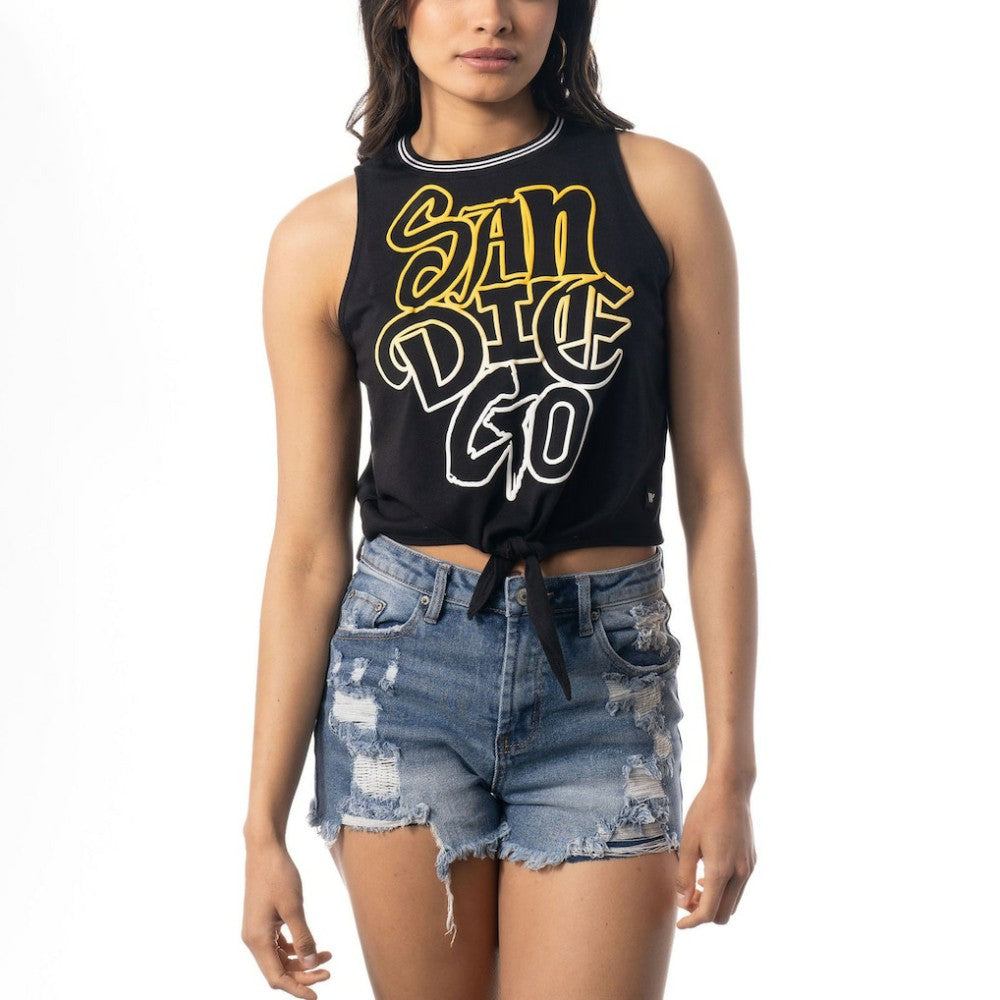 San Diego Padres The Wild Collective Women's Twisted Tie Front Tank Top | MLB Outlet