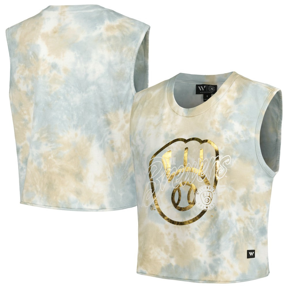 Milwaukee Brewers The Wild Collective Women's Washed Muscle Tank Top | MLB Outlet