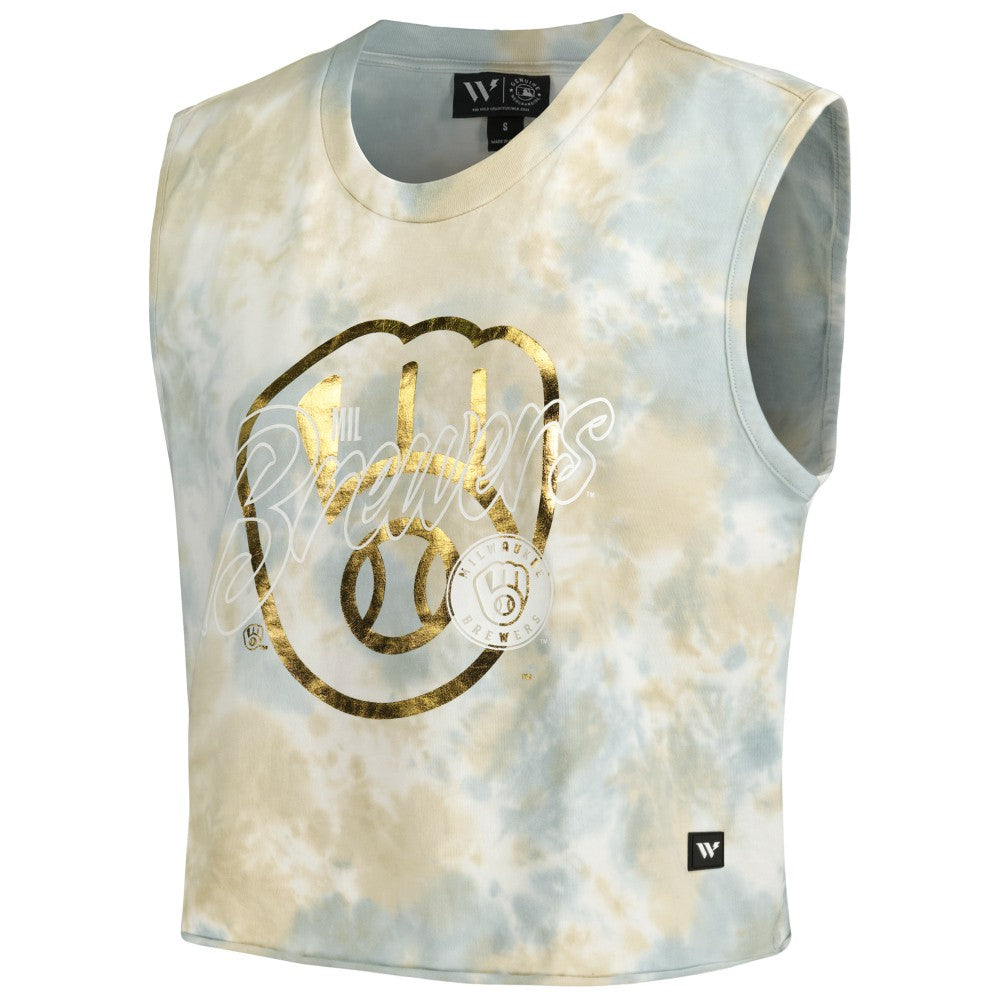Milwaukee Brewers The Wild Collective Women's Washed Muscle Tank Top | MLB Outlet