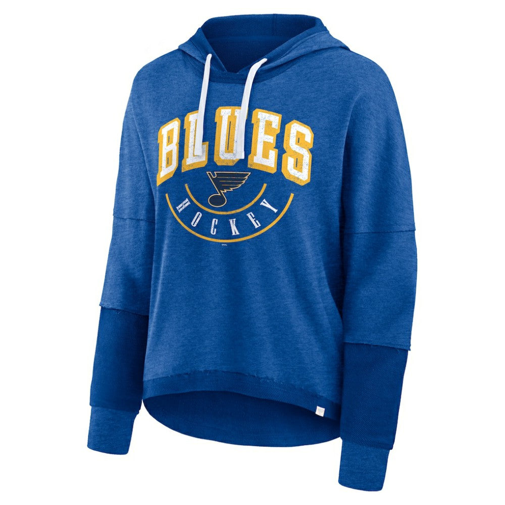 St. Louis Blues Fanatics Women's Lux Lounge Helmet Arch Pullover Hoodie Outlet