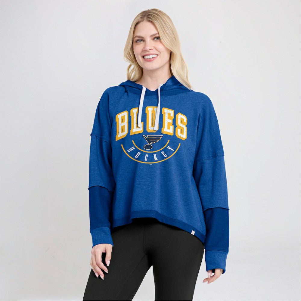St. Louis Blues Fanatics Women's Lux Lounge Helmet Arch Pullover Hoodie Outlet