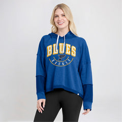 St. Louis Blues Fanatics Women's Lux Lounge Helmet Arch Pullover Hoodie Outlet