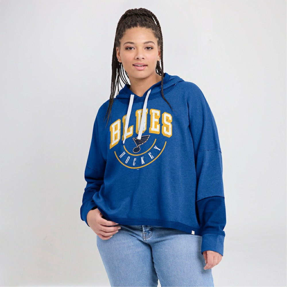 St. Louis Blues Fanatics Women's Lux Lounge Helmet Arch Pullover Hoodie Outlet