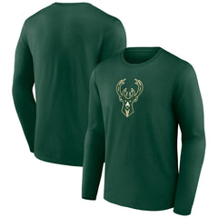 Milwaukee Bucks Primary Team Logo Long Sleeve T-Shirt Discount