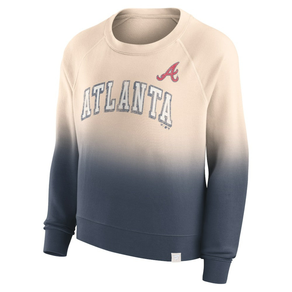 Atlanta Braves Fanatics Women's Luxe Lounge Arch Raglan Pullover Sweatshirt | MLB Discount