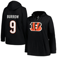 Cincinnati Bengals  Joe Burrow  Profile Women's Plus Size Player Name & Number Pullover Hoodie
