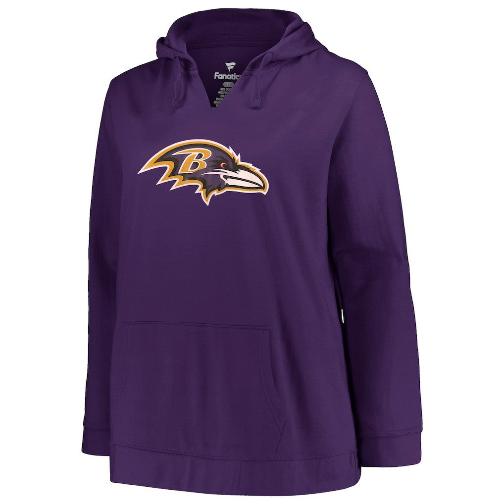 Baltimore Ravens  Lamar Jackson  Profile Women's Plus Size Player Name & Number Pullover Hoodie