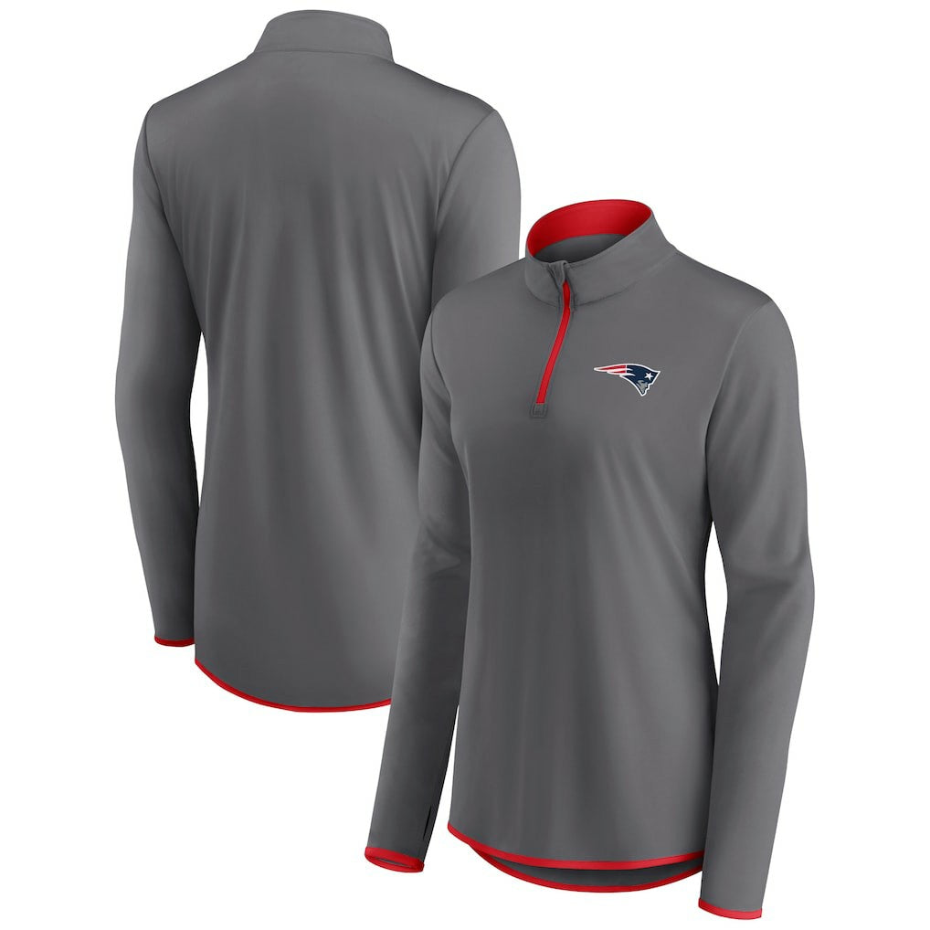 New England Patriots  Women's Adult Corner Long Sleeve 1/4 Zip Top