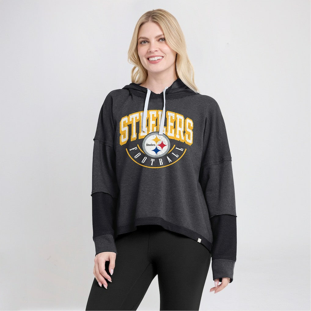 Pittsburgh Steelers Fanatics Women's Lightewight Modest Crop Lounge Helmet Arch Pullover Hoodie