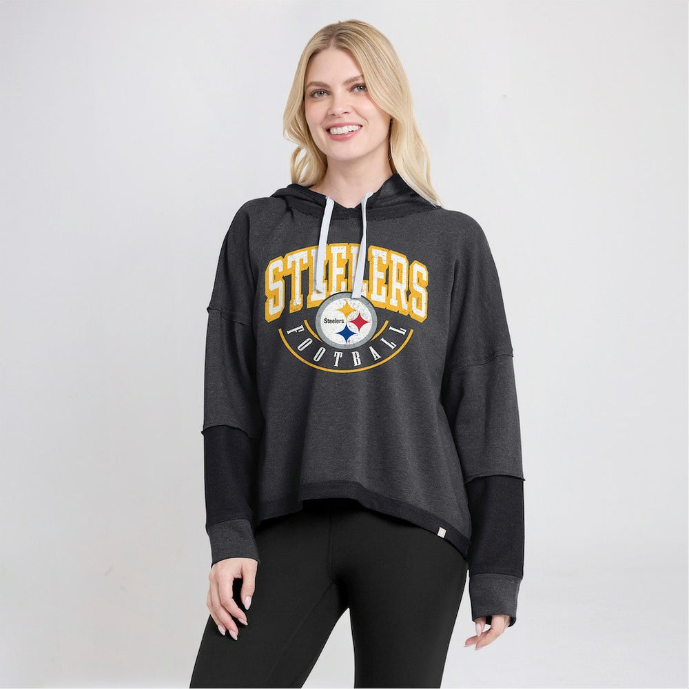 Pittsburgh Steelers Fanatics Women's Lightewight Modest Crop Lounge Helmet Arch Pullover Hoodie