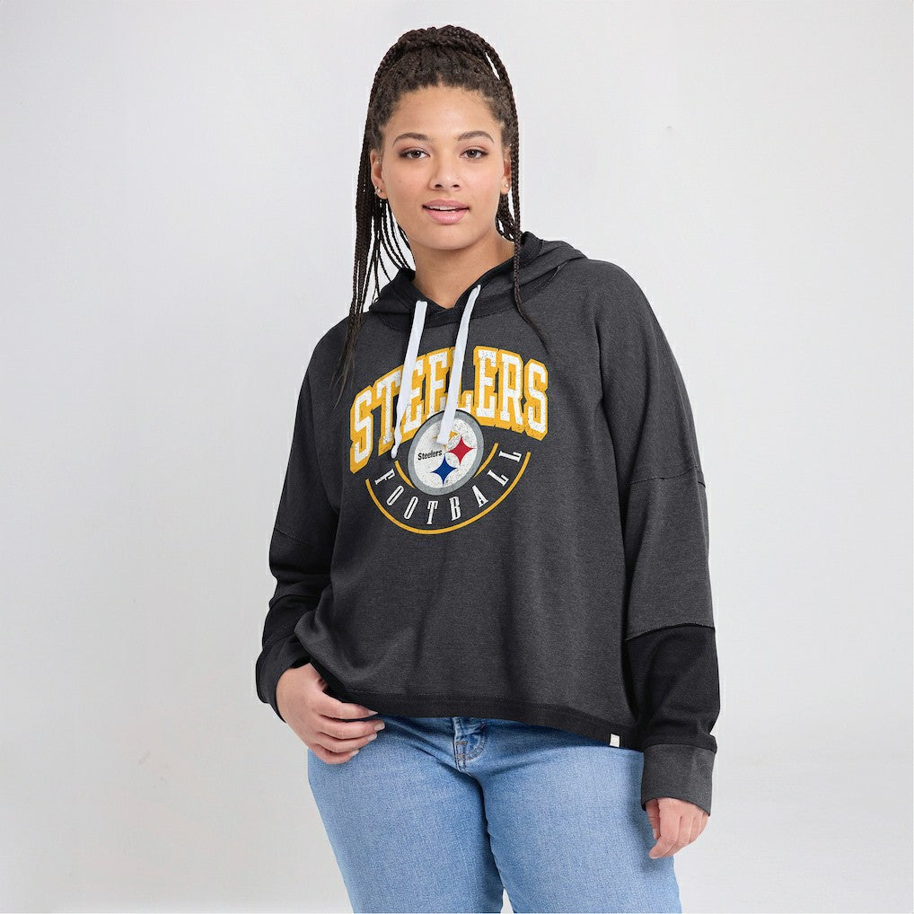 Pittsburgh Steelers Fanatics Women's Lightewight Modest Crop Lounge Helmet Arch Pullover Hoodie