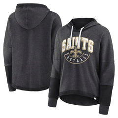 New Orleans Saints Fanatics Women's Lightewight Modest Crop Lounge Helmet Arch Pullover Hoodie