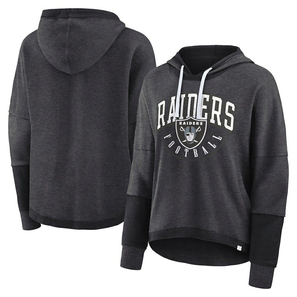 Las Vegas Raiders Fanatics Women's Lightewight Modest Crop Lounge Helmet Arch Pullover Hoodie