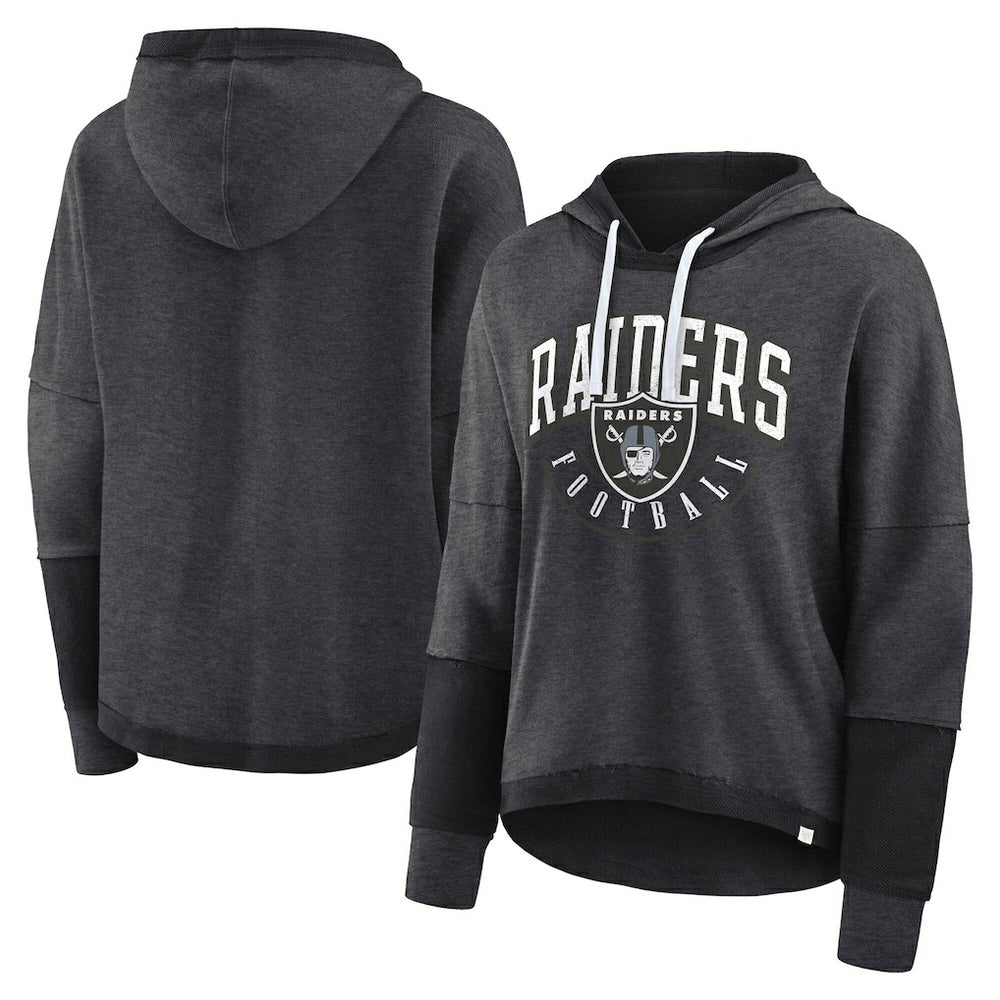 Las Vegas Raiders Fanatics Women's Lightewight Modest Crop Lounge Helmet Arch Pullover Hoodie