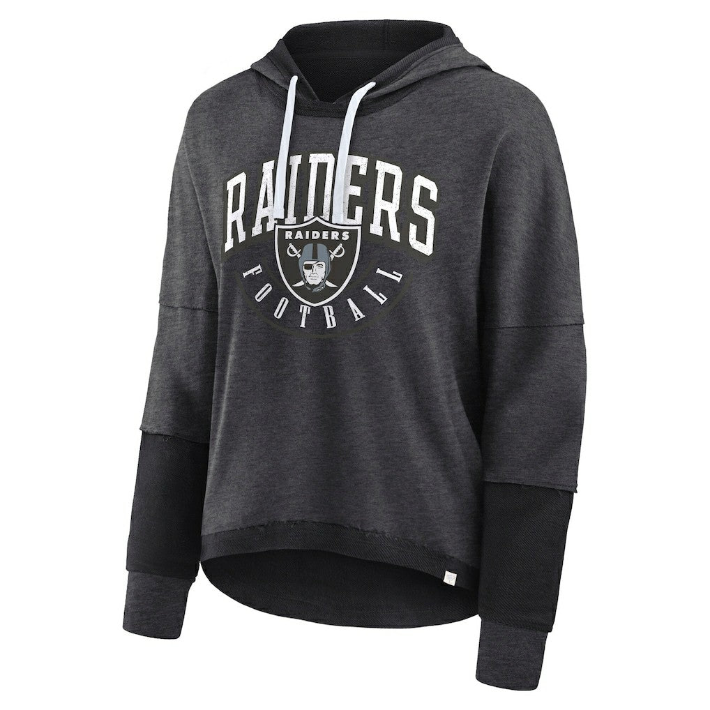 Las Vegas Raiders Fanatics Women's Lightewight Modest Crop Lounge Helmet Arch Pullover Hoodie