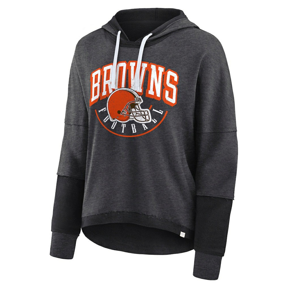 Cleveland Browns Fanatics Women's Lightewight Modest Crop Lounge Helmet Arch Pullover Hoodie