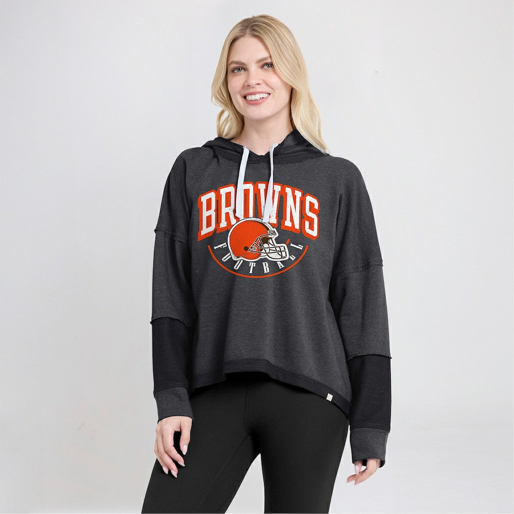 Cleveland Browns Fanatics Women's Lightewight Modest Crop Lounge Helmet Arch Pullover Hoodie