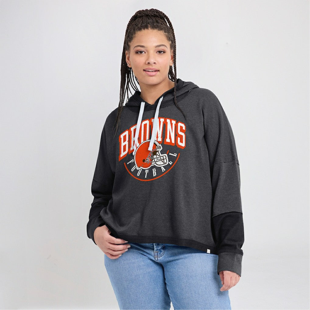 Cleveland Browns Fanatics Women's Lightewight Modest Crop Lounge Helmet Arch Pullover Hoodie