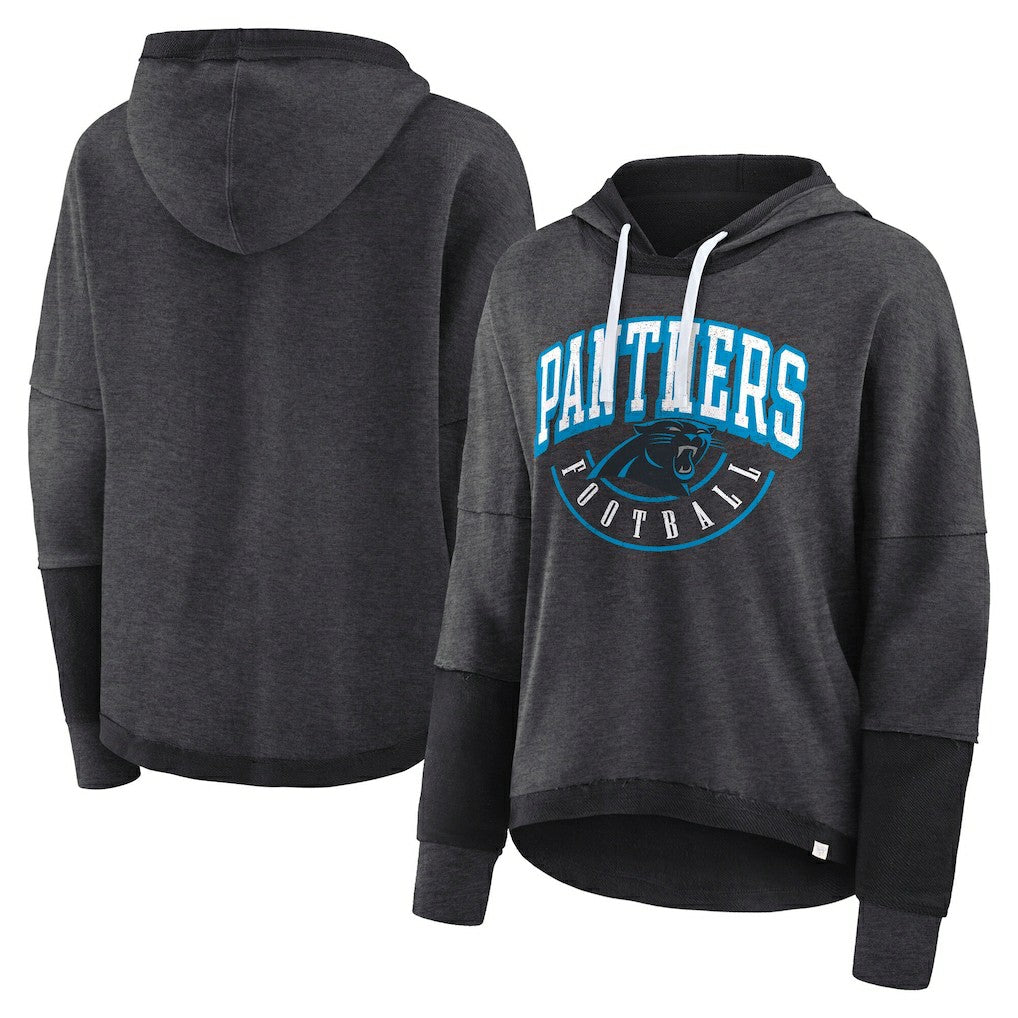 Carolina Panthers Fanatics Women's Lightewight Modest Crop Lounge Helmet Arch Pullover Hoodie