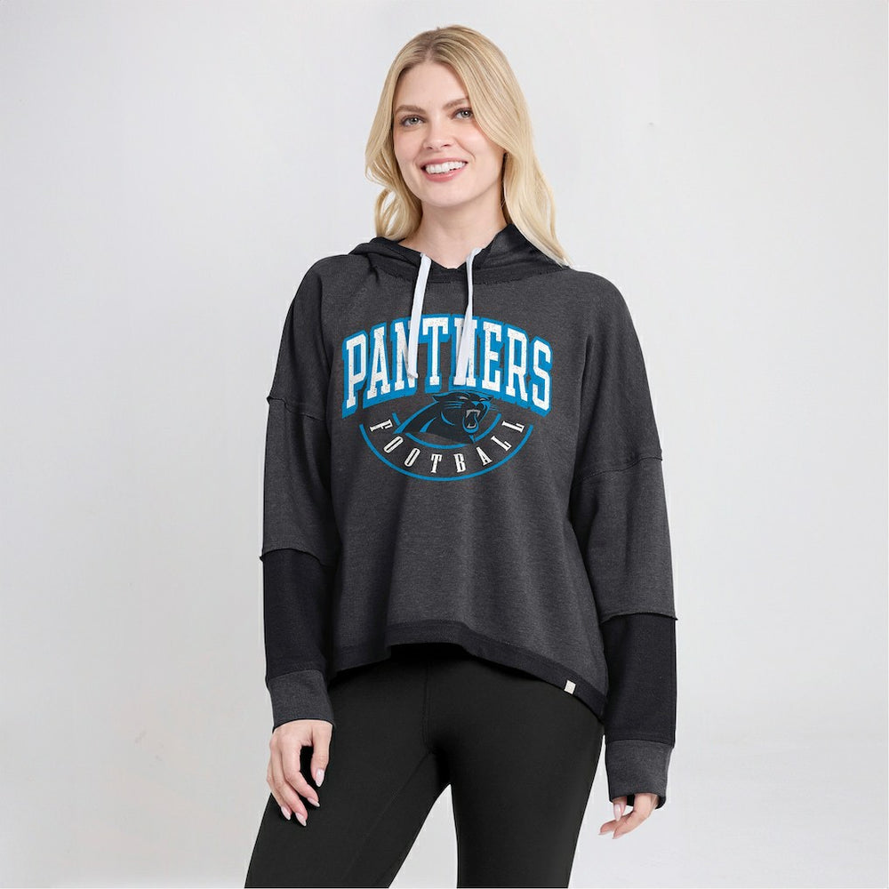 Carolina Panthers Fanatics Women's Lightewight Modest Crop Lounge Helmet Arch Pullover Hoodie
