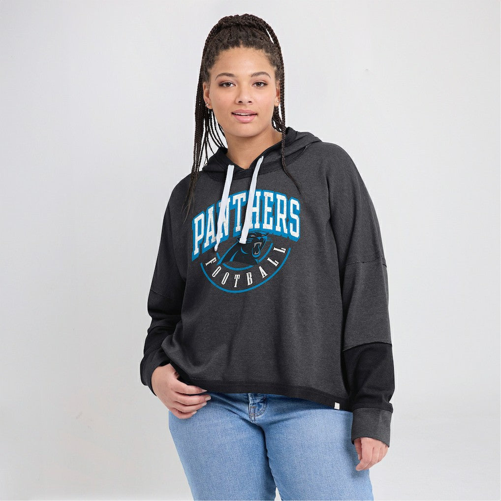 Carolina Panthers Fanatics Women's Lightewight Modest Crop Lounge Helmet Arch Pullover Hoodie