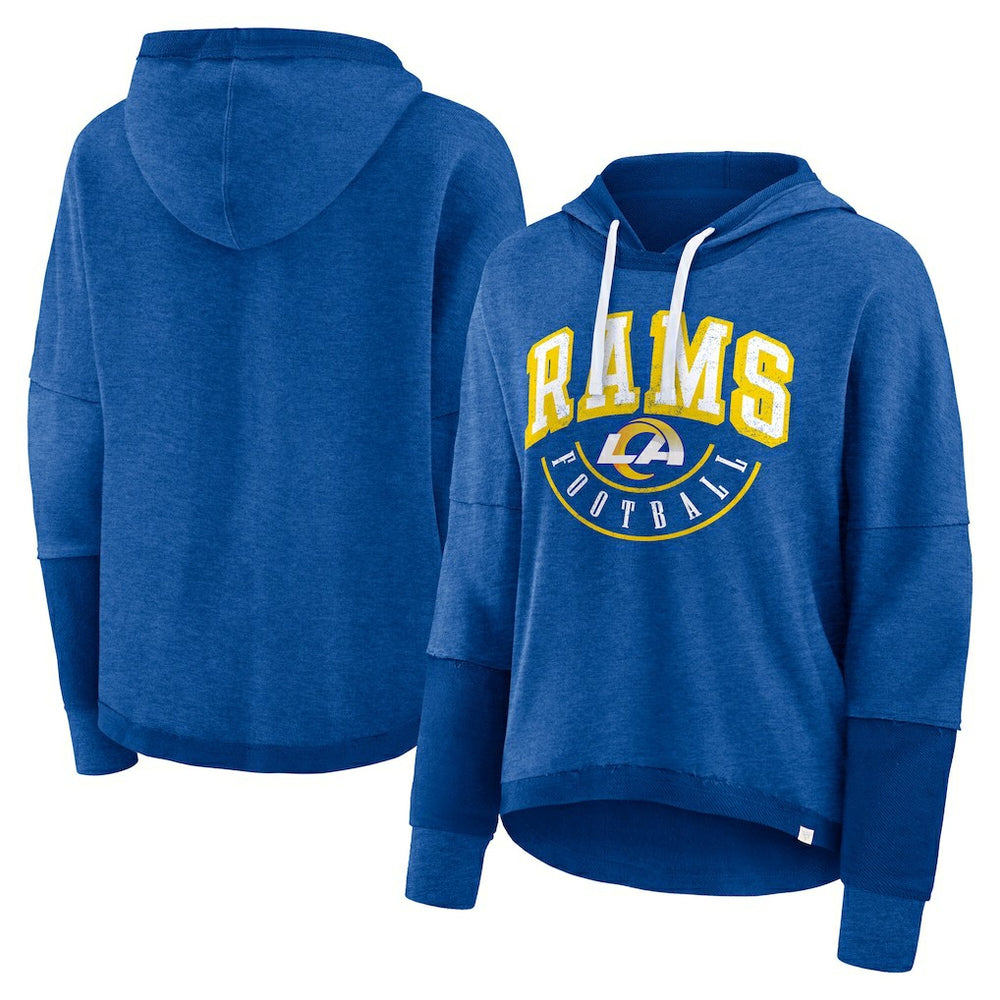 Los Angeles Rams Fanatics Women's Lightewight Modest Crop Lounge Helmet Arch Pullover Hoodie