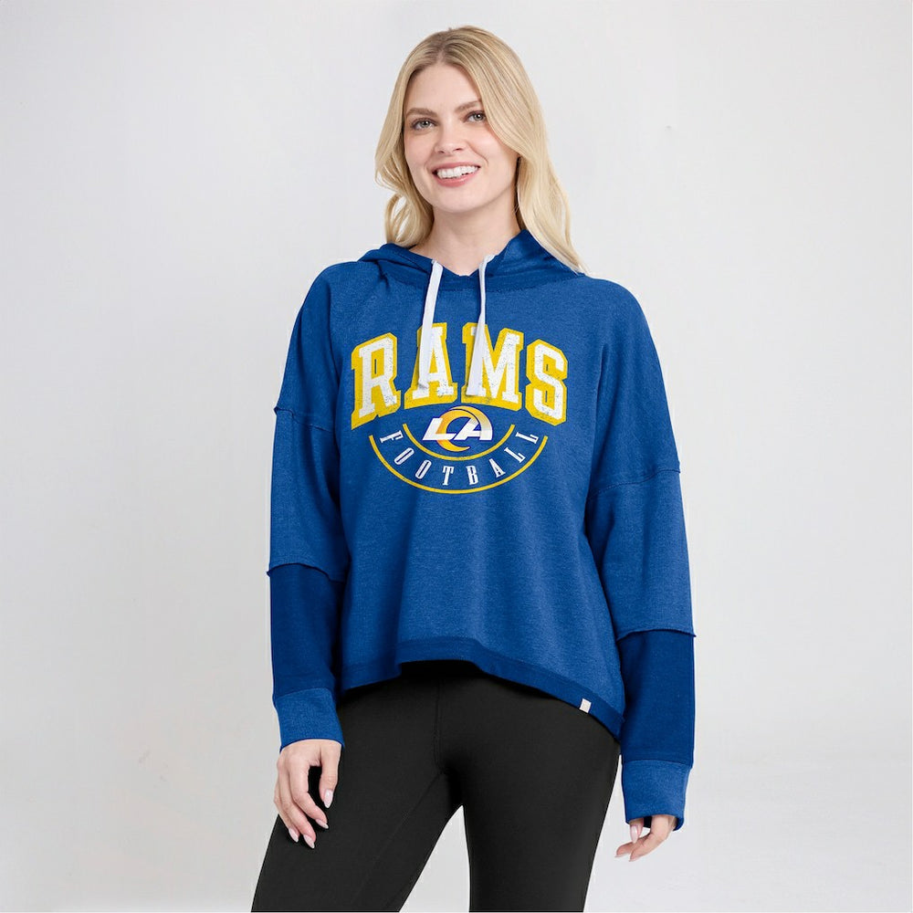 Los Angeles Rams Fanatics Women's Lightewight Modest Crop Lounge Helmet Arch Pullover Hoodie