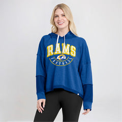 Los Angeles Rams Fanatics Women's Lightewight Modest Crop Lounge Helmet Arch Pullover Hoodie