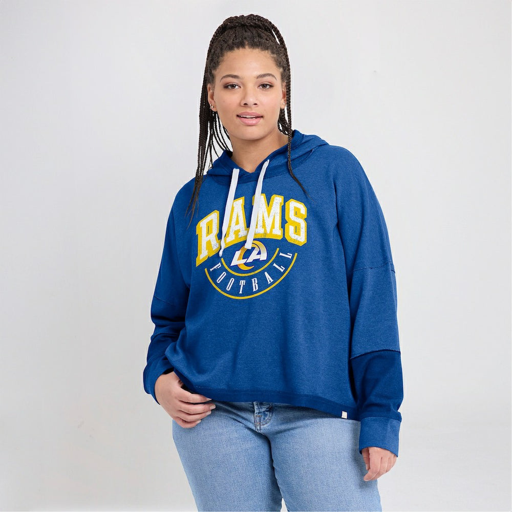 Los Angeles Rams Fanatics Women's Lightewight Modest Crop Lounge Helmet Arch Pullover Hoodie